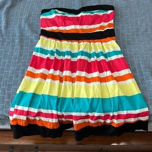 Colorful stripe sun dress strapless